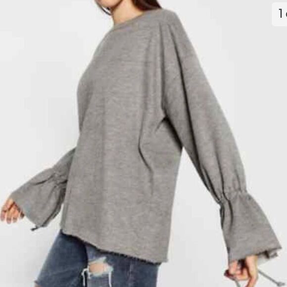 Zara Trafaluc Bell Sleeve Sweatshirt size Small Gray - Picture 1 of 5